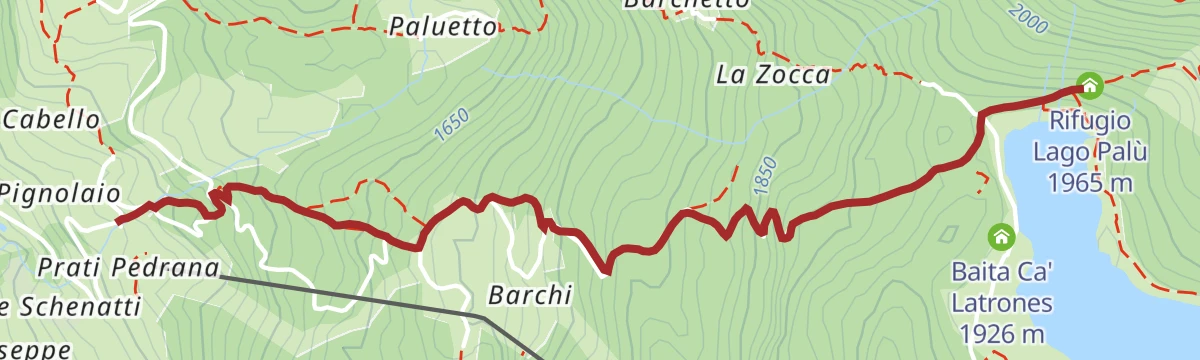 Route map: Rifugio Lago Palu'